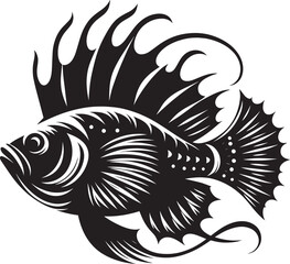 Big Fish Silhouette isolated on white background Minimalist fish vector shape