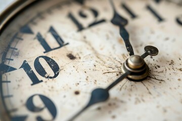 Detailed close up of an old-fashioned clock with classic timekeeping features