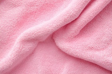 Fluffy pink terry cloth surface showing detailed texture and smooth finish
