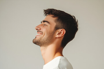 Fototapeta premium A close up of a man's face with his eyes closed