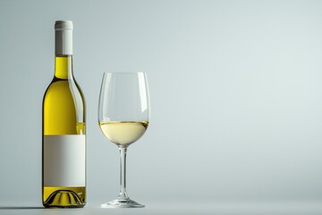 Wine bottle and glass mockup design. Concept of Product Photography. Generative Ai