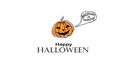 Happy Halloween party banner, invitation, greeting card, costume party poster and celebration announce with Jack o Lantern, creepy pumpkin