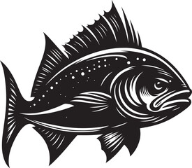 Big Fish Silhouette isolated on white background Minimalist fish vector shape