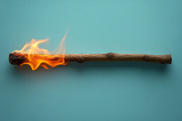 Fototapeta premium A firestarter stick, isolated on a pastel mint background, symbolizing the importance of having reliable fire-making tools,