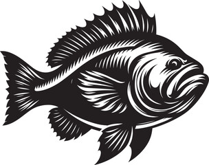 Big Fish Silhouette isolated on white background Minimalist fish vector shape