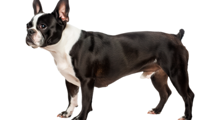 Boston Terrier dog isolated on transparent background, PNG