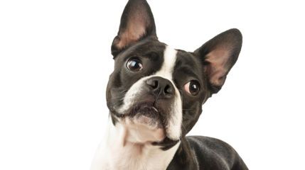 Boston Terrier dog isolated on transparent background, PNG