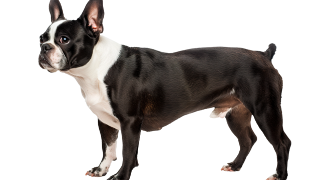 Boston Terrier dog isolated on transparent background, PNG