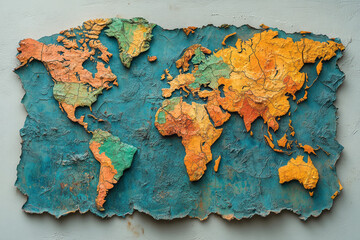 A map with certain areas highlighted, isolated on a pastel gray background, symbolizing geographical inequality,