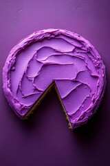 Fototapeta premium A pie chart with one large and several small sections, isolated on a pastel lavender background, representing unequal distribution,