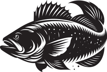 Big Fish Silhouette isolated on white background Minimalist fish vector shape