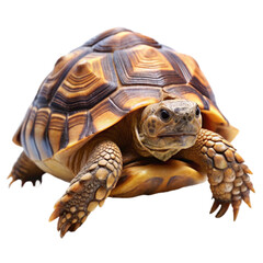 A turtle looking at the camera on transparent background