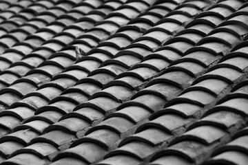 Tiles on ancient buildings, close-up photos