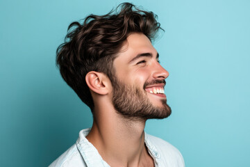 Obraz premium A close up of a man's face with his eyes closed