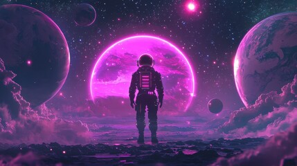 Fototapeta premium Astronaut in a Cosmic Landscape.