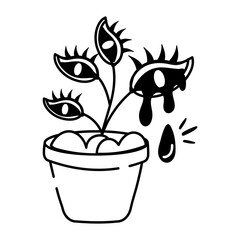 A drawing style icon of scary plant 