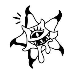 A doodle style icon of demon star 