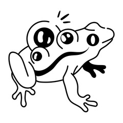 Evil frog icon in drawing style 