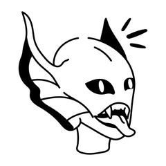 Doodle style icon of demon mascot 