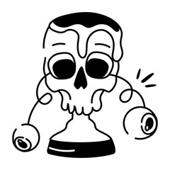 A doodle style icon of scary skull 