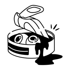 Horror eyes icon in doodle style