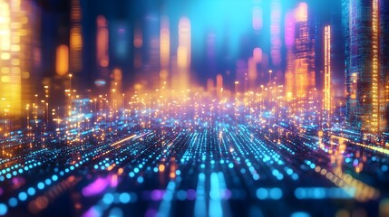 Futuristic Cityscape with Abstract Lights and Bokeh