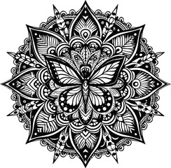 Butterfly Mandala Coloring Book for Kids - KDP Interior design.