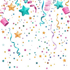 Fototapeta premium Colorful confetti and festive decorations create a joyful atmosphere for celebrations and parties.