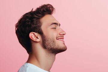 Fototapeta premium A close up of a man's face with his eyes closed