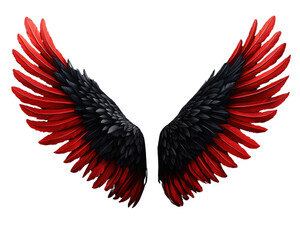 Obraz premium Stunning red and black wings designed with intricate feather details, symbolizing freedom and transformation.