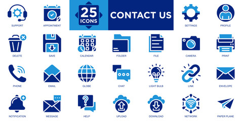 Naklejka premium contact us, online, contact, internet, business, call icon set. Outline icons collection. Simple vector illustration 