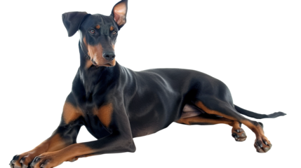 Doberman dog isolated on transparent background, PNG