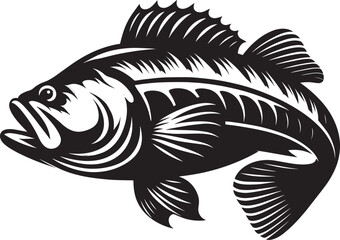 Fototapeta premium Big Fish Silhouette isolated on white background Minimalist fish vector shape