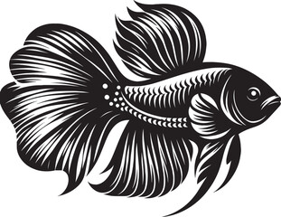 Big Fish Silhouette isolated on white background Minimalist fish vector shape