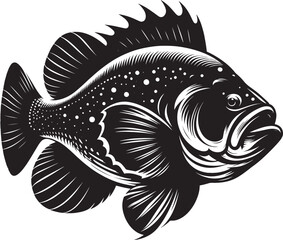 Big Fish Silhouette isolated on white background Minimalist fish vector shape