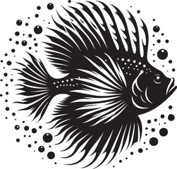 Big Fish Silhouette isolated on white background Minimalist fish vector shape