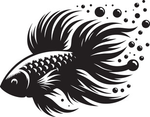 Big Fish Silhouette isolated on white background Minimalist fish vector shape