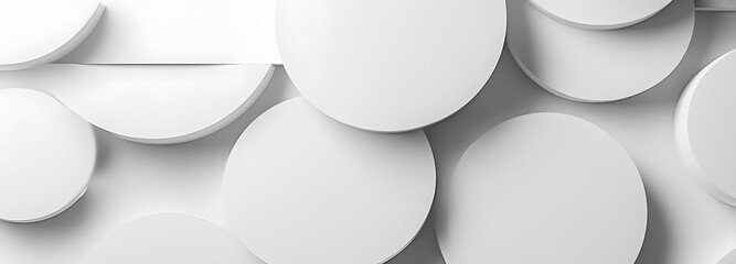 53. Abstract 3D composition featuring layered shapes and smooth surfaces arranged in a modern geometric pattern on white.