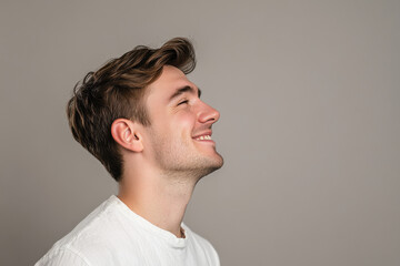 Obraz premium A close up of a man's face with his eyes closed