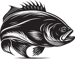Big Fish Silhouette isolated on white background Minimalist fish vector shape