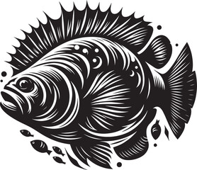Big Fish Silhouette isolated on white background Minimalist fish vector shape