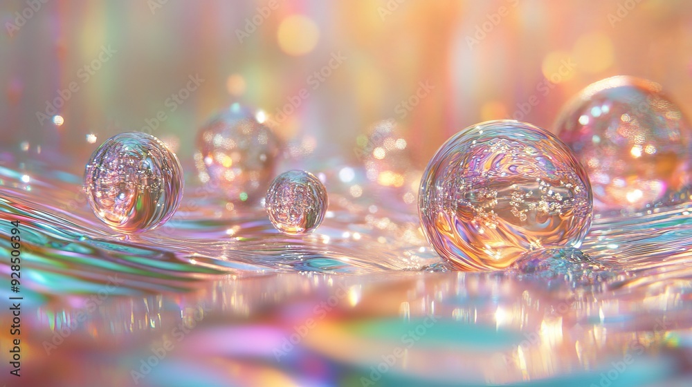 Canvas Prints Bubbles floating on colorful water under soft light