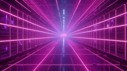 Neon Pink Glowing Corridor.