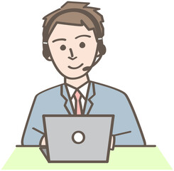 リモートワークで仕事をするビジネスパーソンの男性