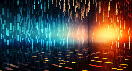 Abstract Digital Data Stream with Futuristic Light Effects in Blue and Orange Tones.
Dynamic digital data stream with abstract light patterns in blue and orange tones, representing technology.
