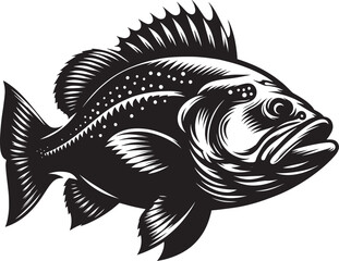 Fototapeta premium Big Fish Silhouette isolated on white background Minimalist fish vector shape