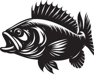 Big Fish Silhouette isolated on white background Minimalist fish vector shape