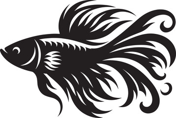 Big Fish Silhouette isolated on white background Minimalist fish vector shape