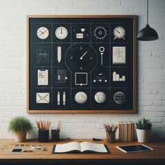 Blank background in the form of a blackboard attached to the wall in a school
