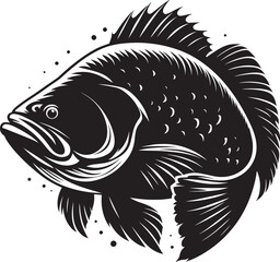 Big Fish Silhouette isolated on white background Minimalist fish vector shape